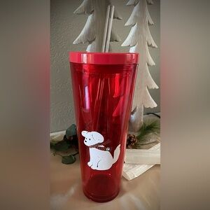 Starbucks limited edition Holiday Red Tumbler with White Dog Design 2025